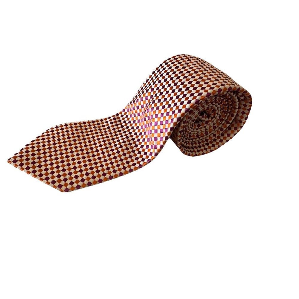 Express Orange Purple Geometric 100%‎ Silk Men’s Necktie Tie Business Career 59"